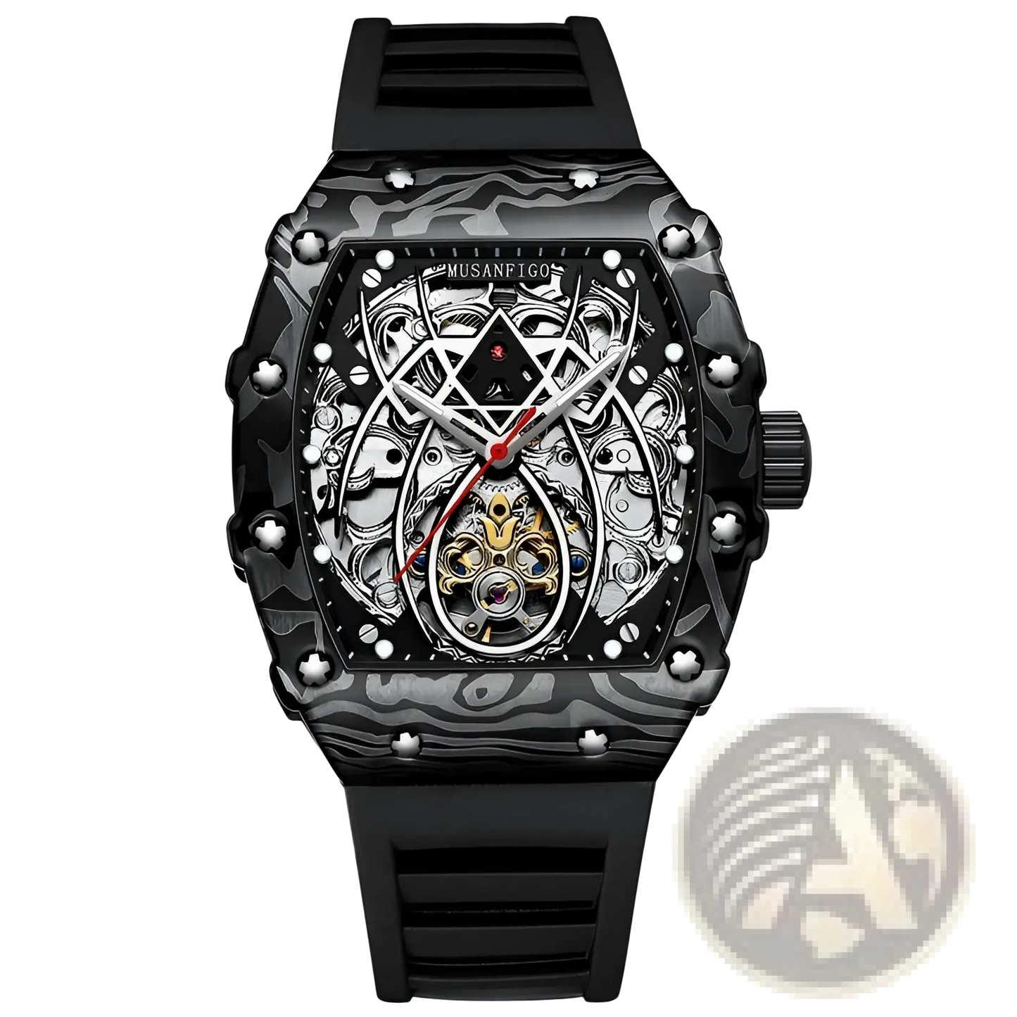 Men's Barrel Skeleton Automatic Mechanical Sport Watch