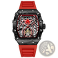 Men's Barrel Skeleton Automatic Mechanical Sport Watch
