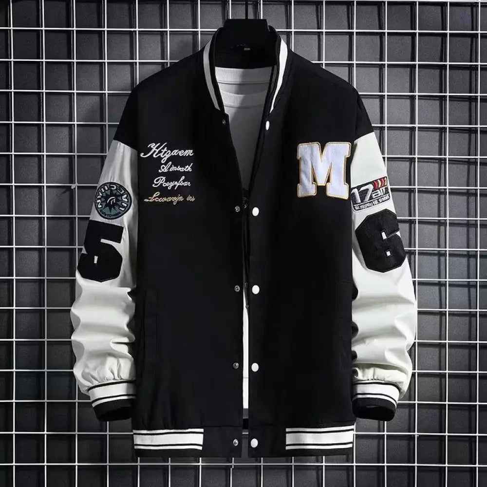 Men's Urban Letter Print Streetwear Varsity Jacket