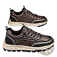 Men's Black Crocodile Embossed Leather Sneakers