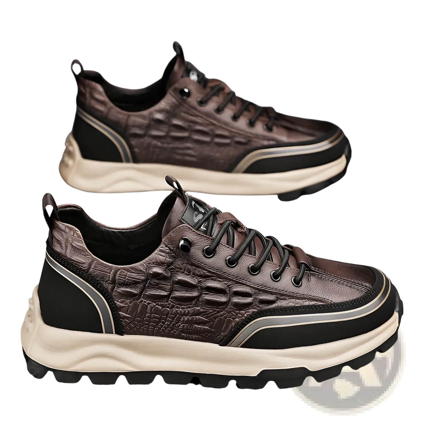 Men's Black Crocodile Embossed Leather Sneakers