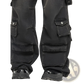 Men's Black Distressed Wide Leg Cargo Jeans