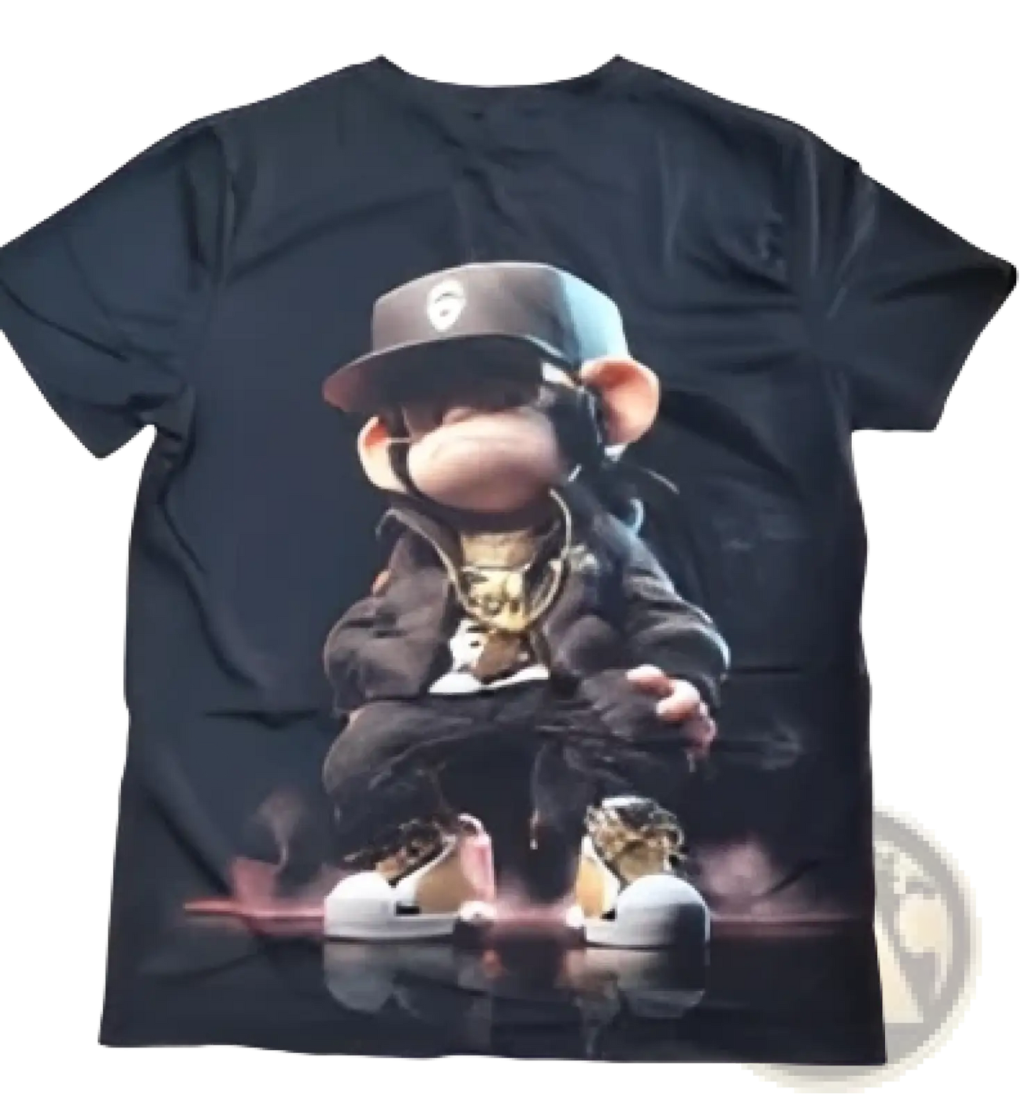 Men's Black Graphic Streetwear Monkey Print t Shirt