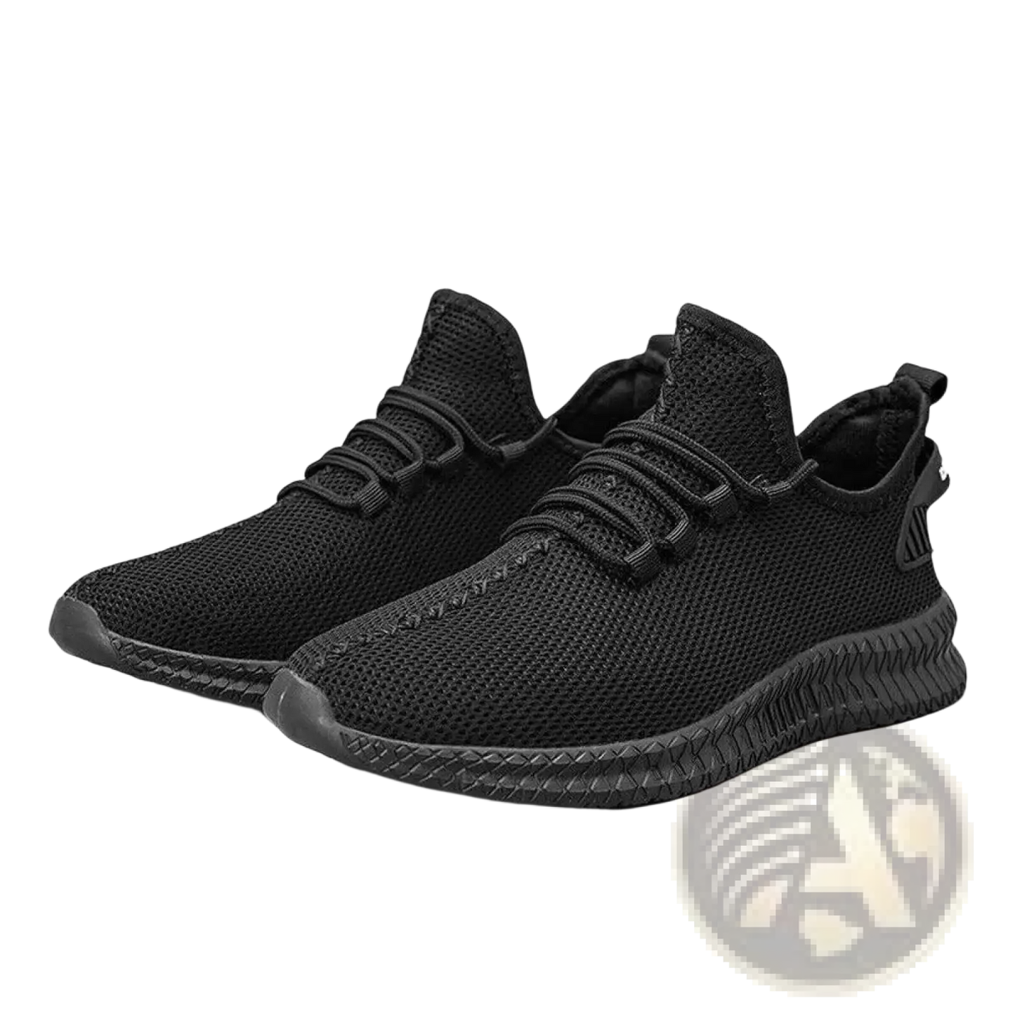 Men's Black Knit Mesh Athletic Running Shoes