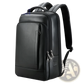 Men's Black Leather Laptop Backpack Business Bag