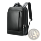 Men's Black Leather Laptop Backpack Business Bag