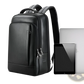 Men's Black Leather Laptop Backpack Business Bag