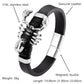 Men's Black Leather Scorpion Bracelet with Magnetic Clasp