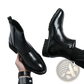 Men's Black Patent Leather Chelsea Boots Pointed Toe