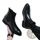 Men's Black Patent Leather Chelsea Boots Pointed Toe