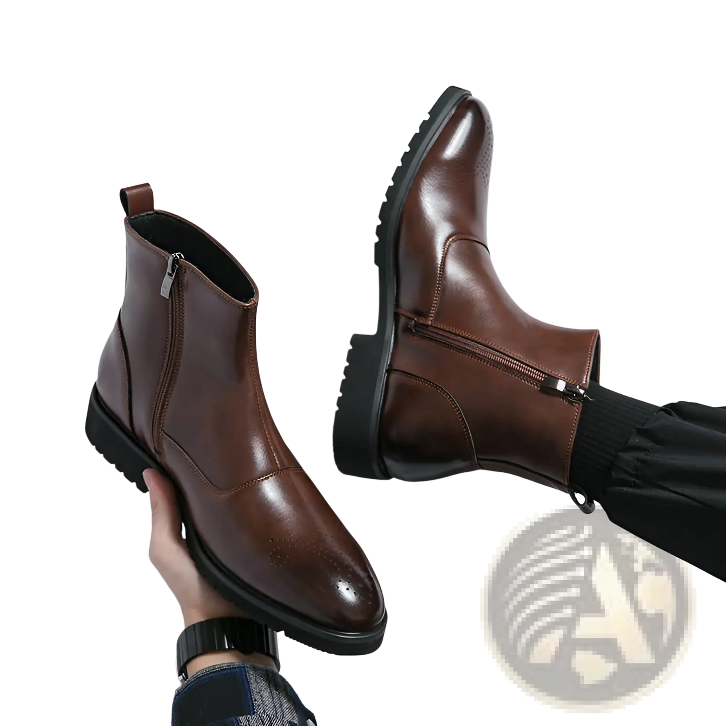 Men's Black Patent Leather Chelsea Boots Pointed Toe