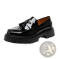 Men's Black Patent Leather Tassel Platform Shoes