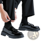 Men's Black Patent Leather Tassel Platform Shoes