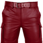 Men's Black Pu Leather Cargo Shorts with Multi Pockets