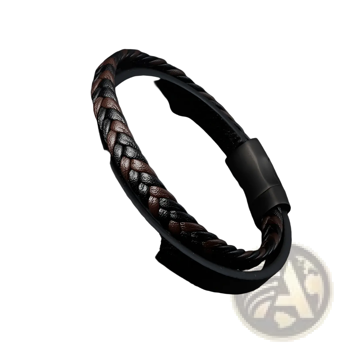 Men's Braided Leather Bracelet with Magnetic Clasp