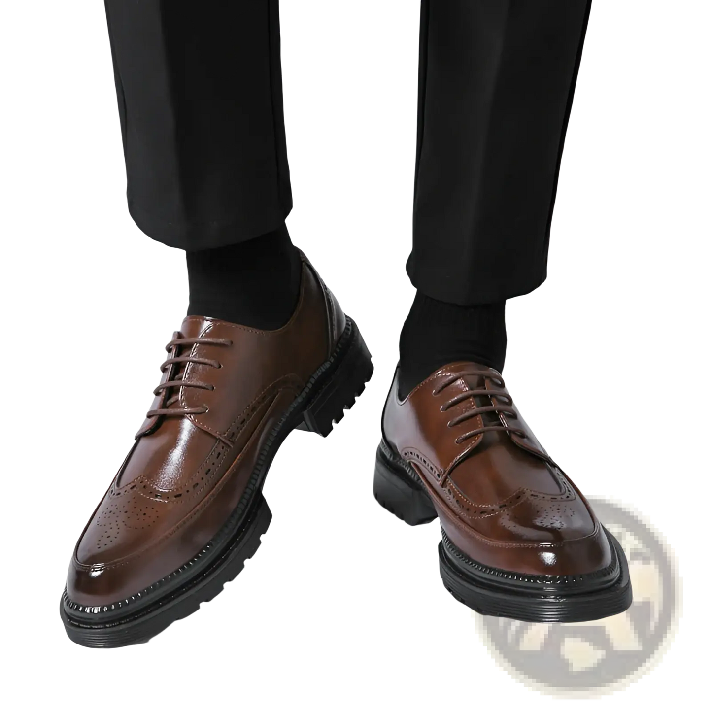 Men's British Style Chunky Sole Leather Brogue Shoes