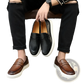 Men's British Style Embossed Leather Loafers