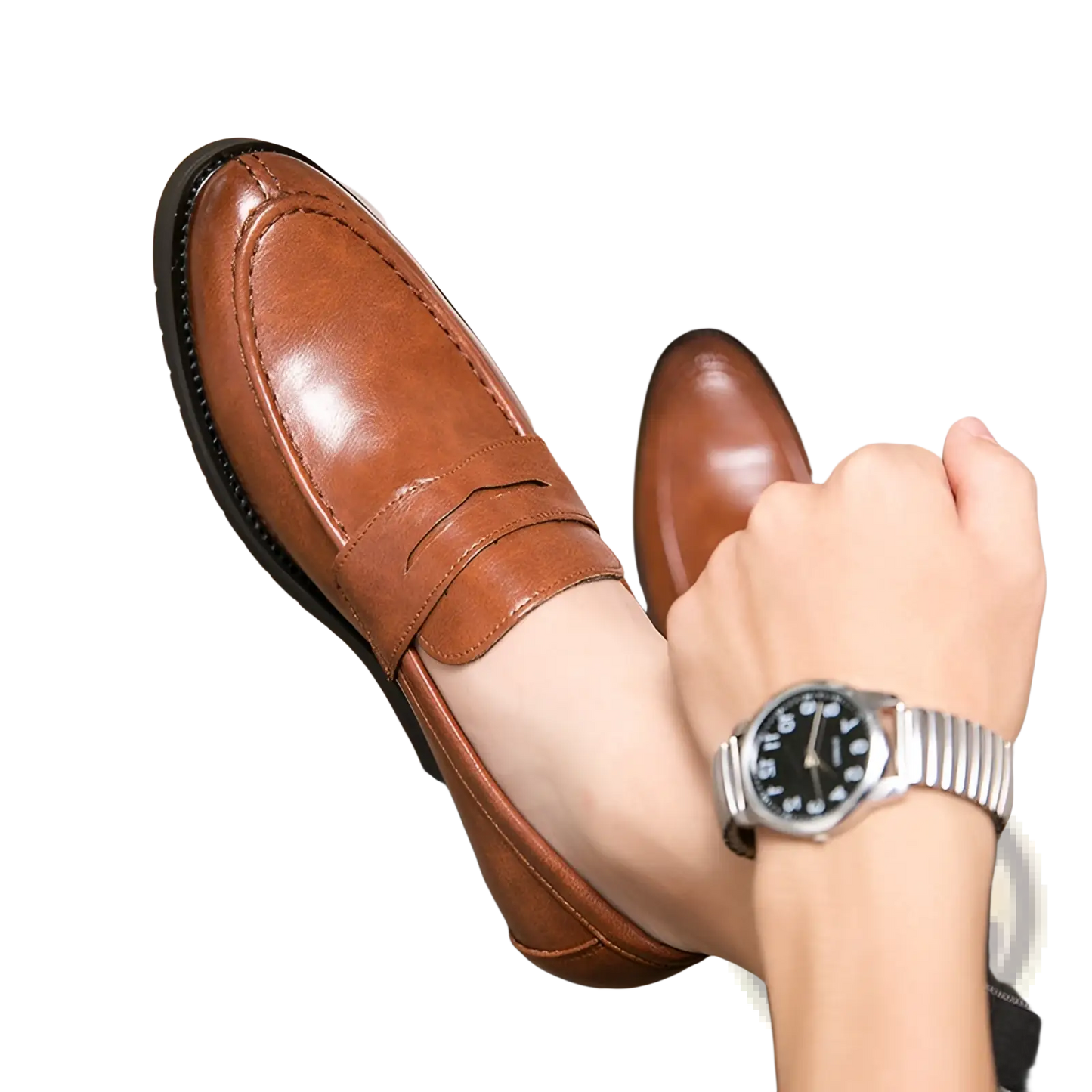Men's British Style Microfiber Suede and Leather Loafers
