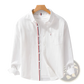 Men's British Style Striped Oxford Cotton Long Sleeve Shirt
