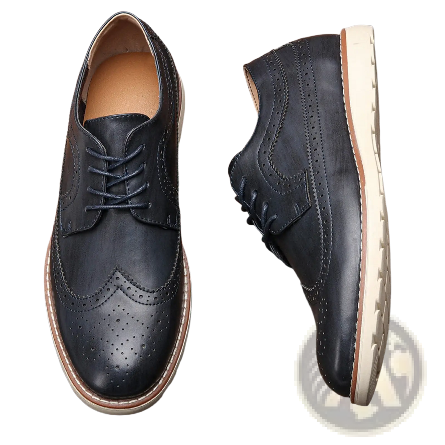 Men's Brogue Casual Leather Sneakers Lightweight