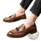 Men's Brogue Tassel Leather Loafers with Rubber Sole