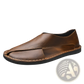 Men's Brown Genuine Leather Slip on Beach Sandals