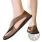 Men's Brown Genuine Leather Slip on Beach Sandals