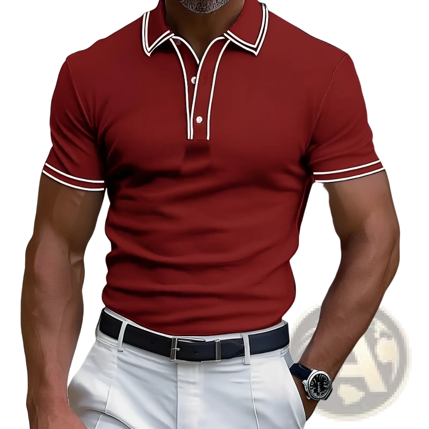 Men's Business Casual Modal Polo Shirt with Contrast Trim