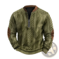 Men's Cable Knit Half Zip Sweater with Leather Accents