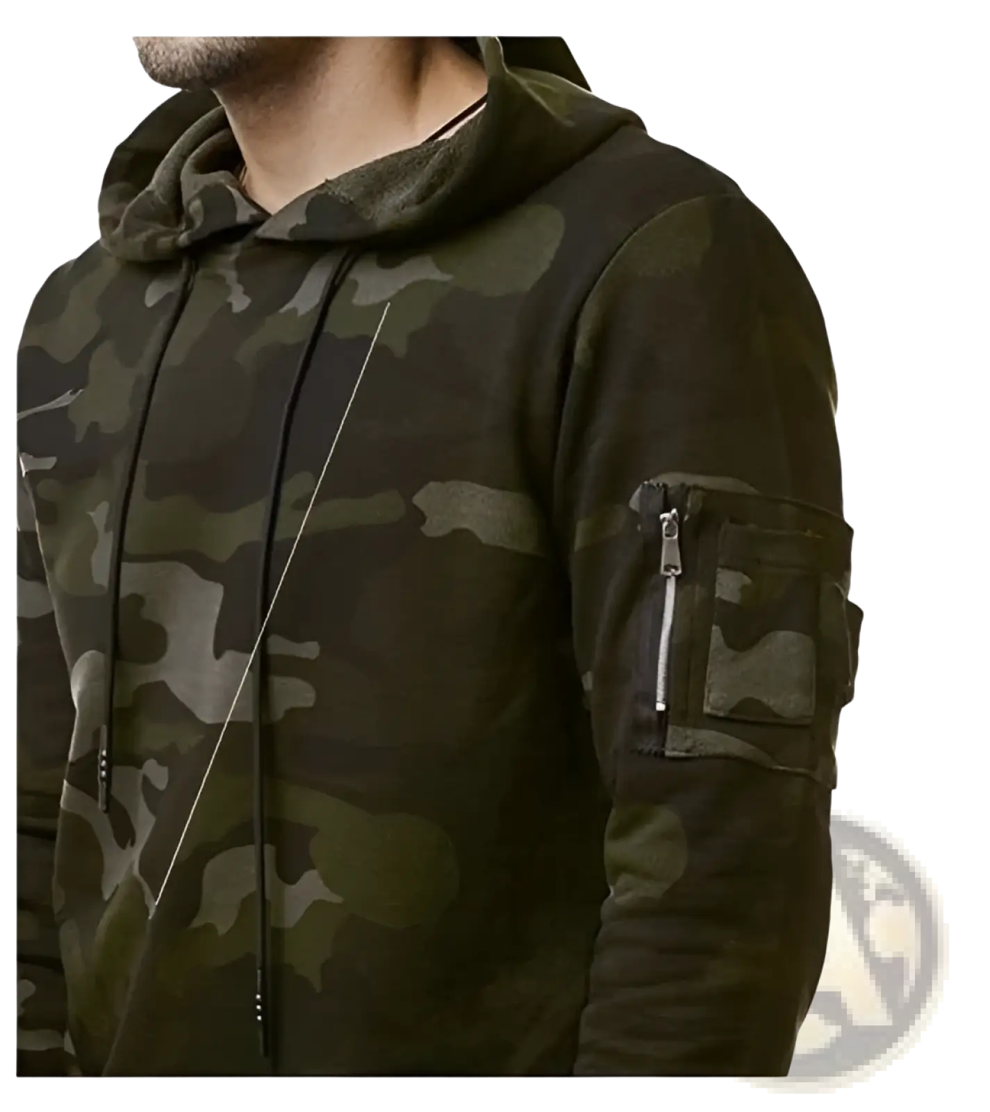 Men's Camouflage Slim Fit Hooded Sweater with Sleeve Pocket