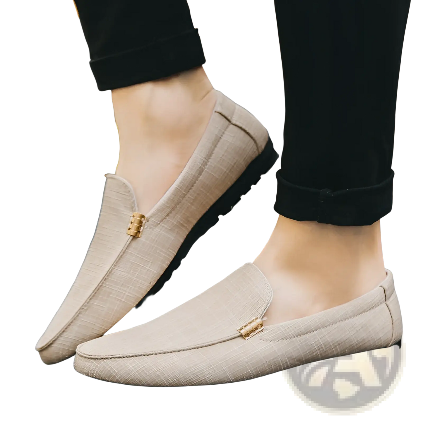 Men's Canvas Slip on Loafers with Buckle Detail