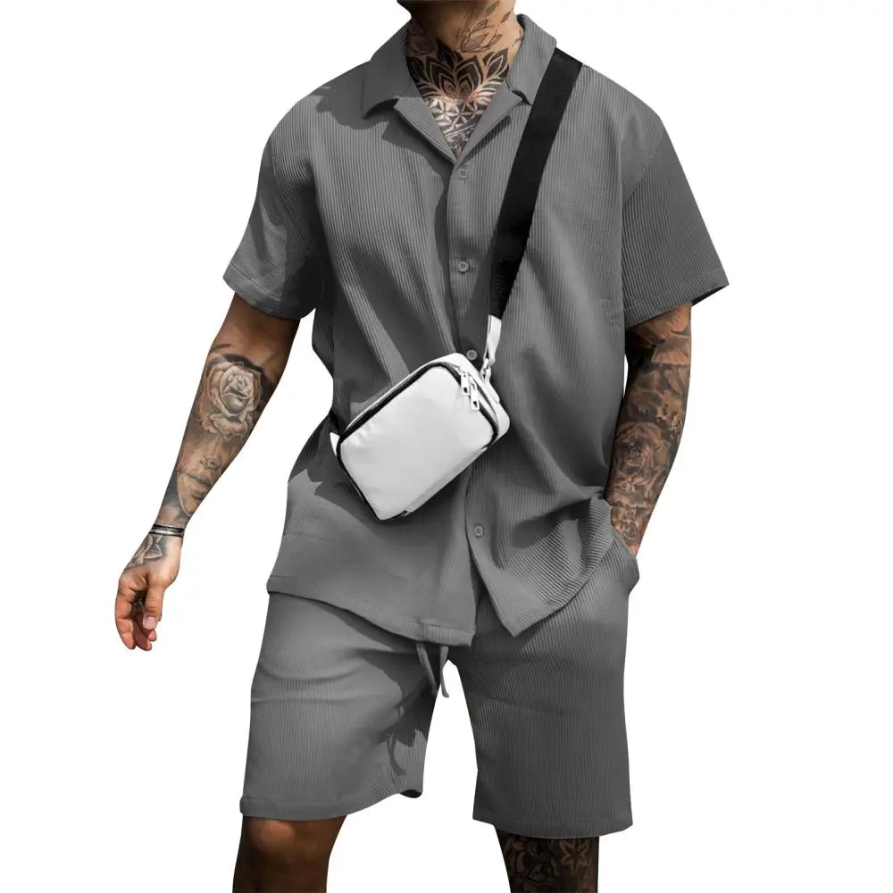 Men's Casual Cotton Polo and Shorts Matching Summer Set