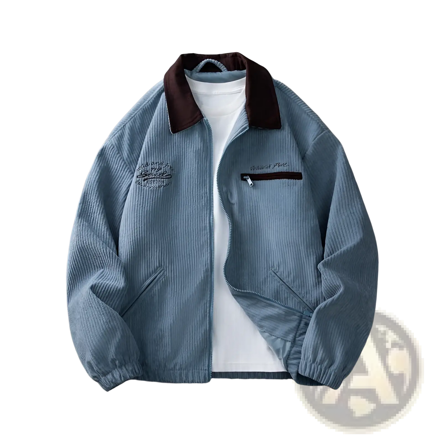 Men's Casual Embroidered Corduroy Zip Jacket