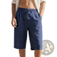 Men's Casual Linen Drawstring Elastic Waist Shorts