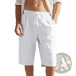 Men's Casual Linen Drawstring Elastic Waist Shorts