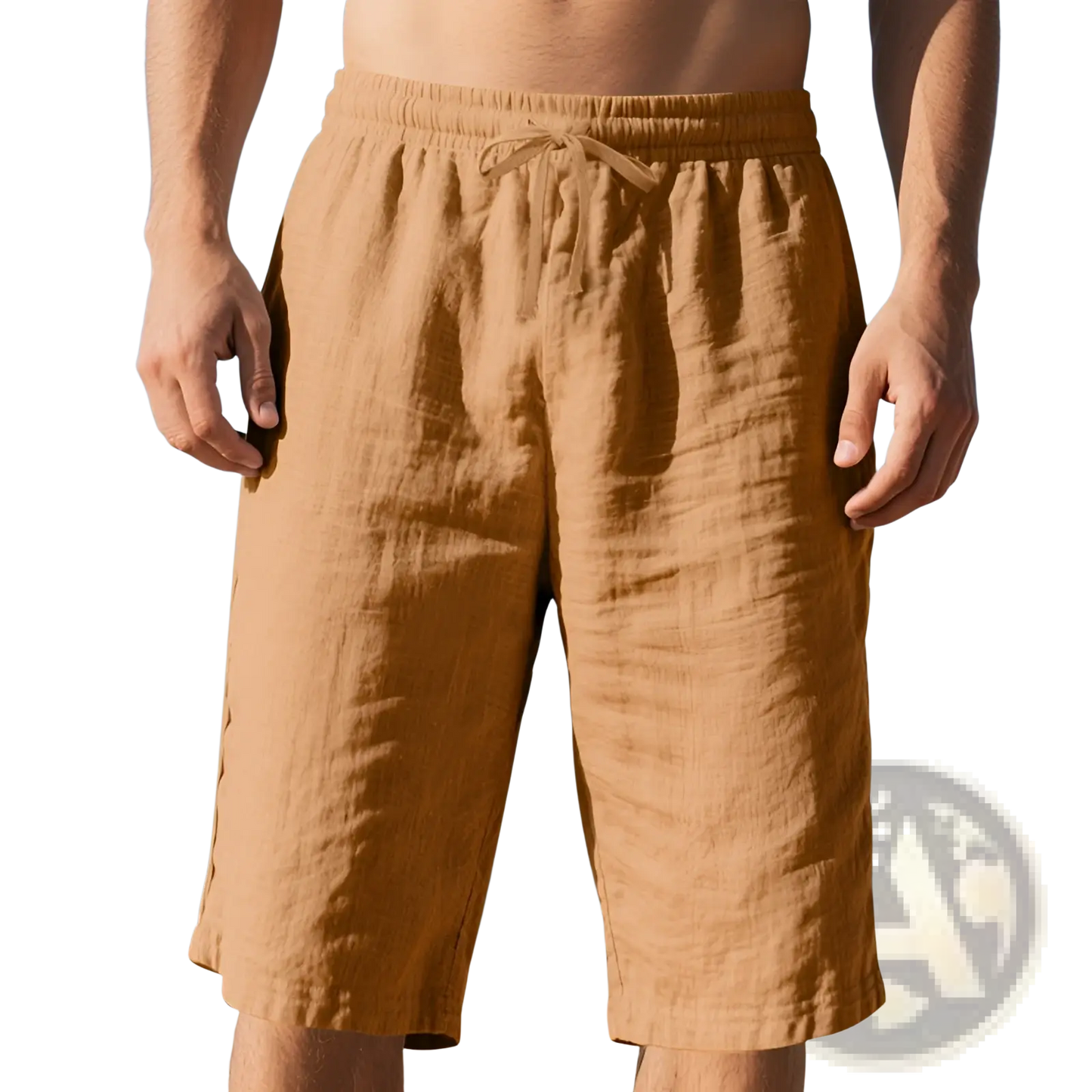 Men's Casual Linen Drawstring Elastic Waist Shorts