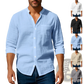 Men's Casual Linen Stand Collar Long Sleeve Shirt
