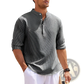 Men's Casual Ribbed Cotton Blend Stand Collar Shirt