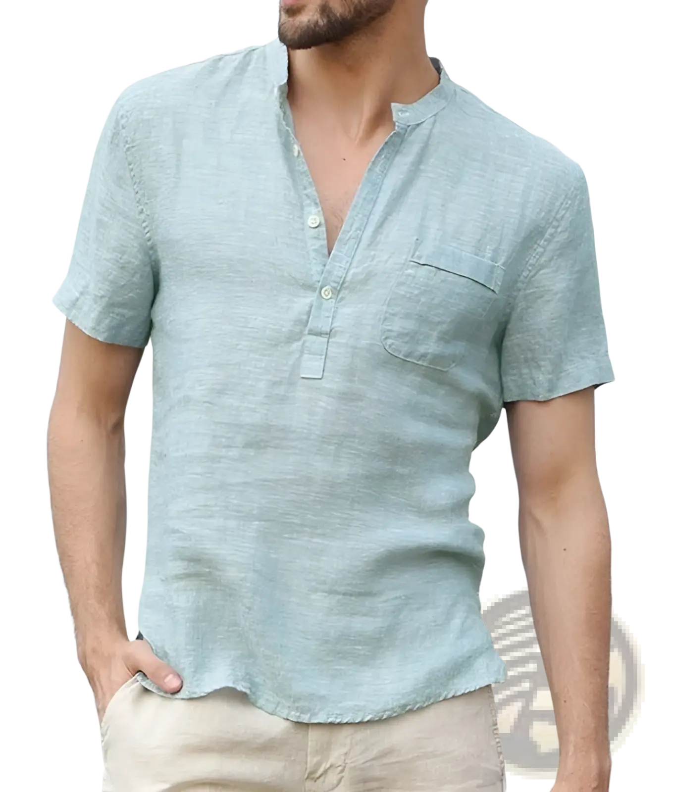 Men's Casual Short Sleeve Linen Blend Summer Shirt