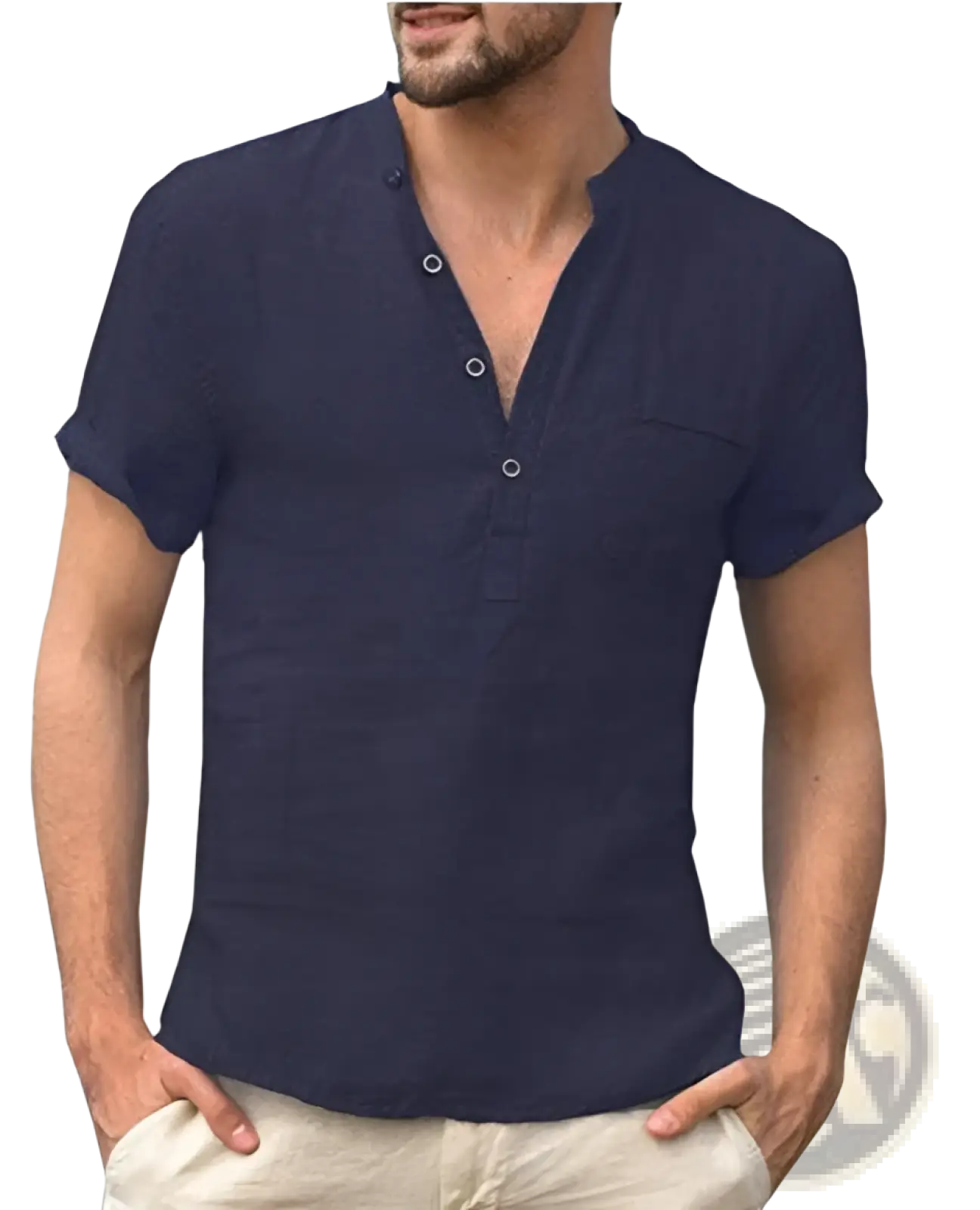 Men's Casual Short Sleeve Linen Blend Summer Shirt
