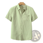 Men's Casual Short Sleeve Pure Linen Button Down Shirt