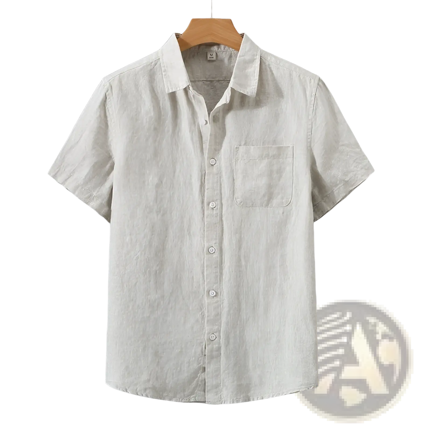 Men's Casual Short Sleeve Pure Linen Button Down Shirt
