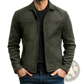 Men's Casual Suede Zipper Jacket with Classic Lapel Collar