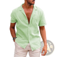 Men's Casual Textured Short Sleeve Button Down Shirt