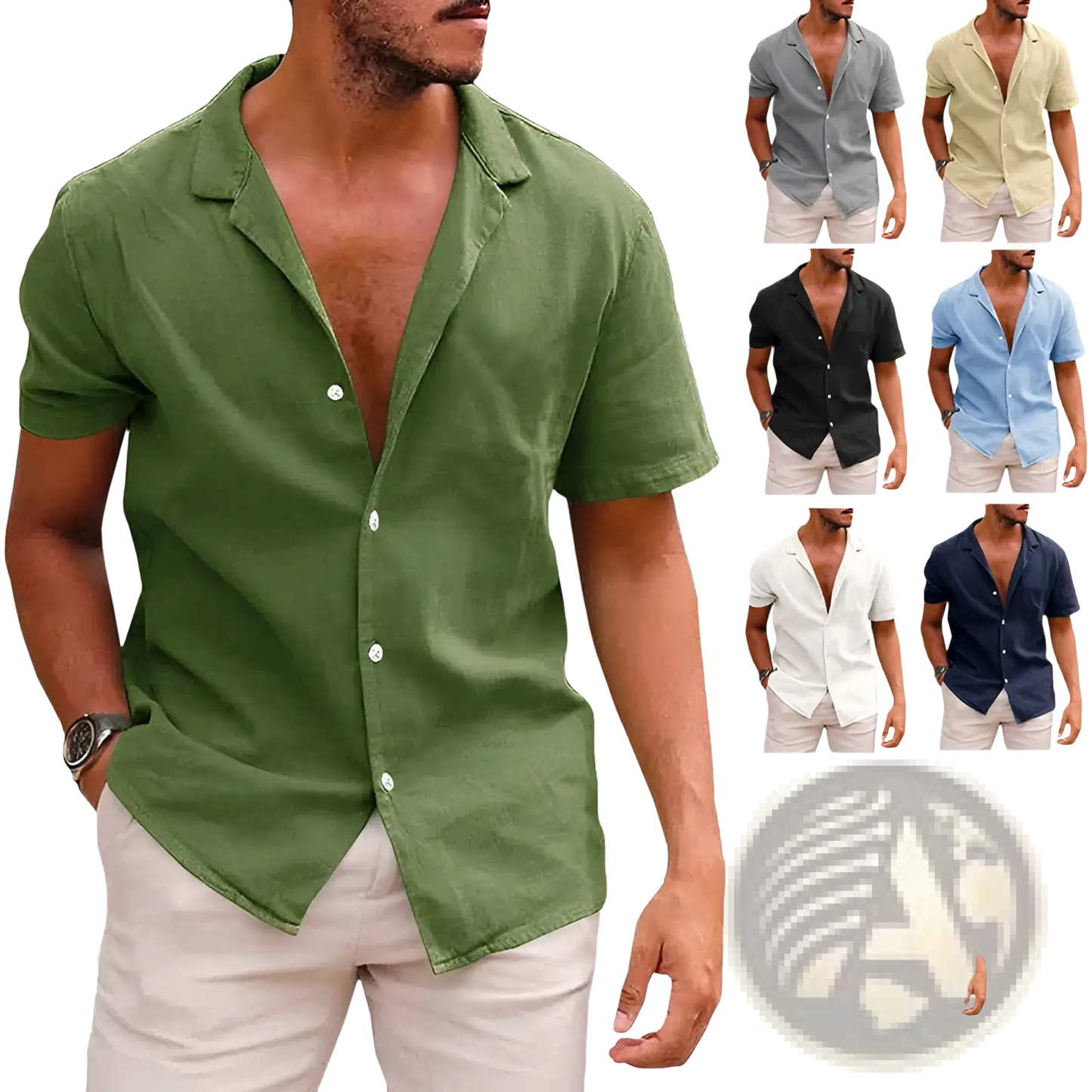 Men's Casual Textured Short Sleeve Button Down Shirt