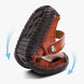 Men's Brown Woven Leather Closed Toe Beach Sandals
