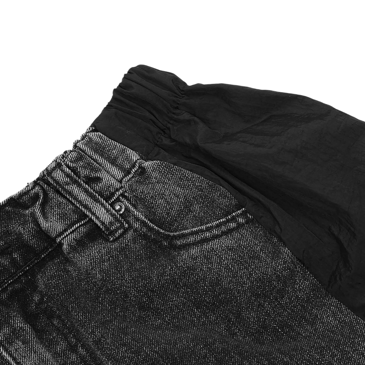 Men's Contrast Panel Elastic Waist Denim Joggers