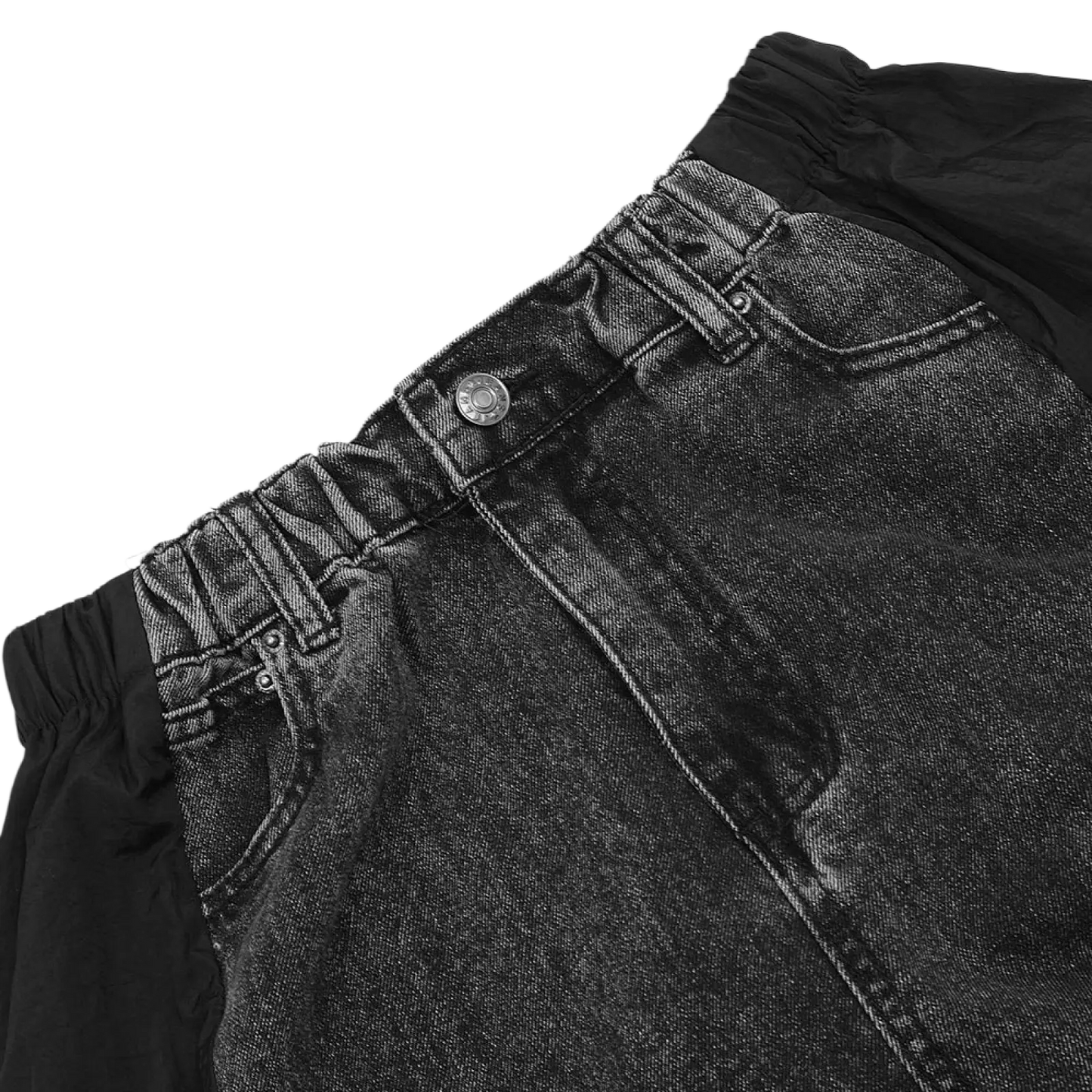 Men's Contrast Panel Elastic Waist Denim Joggers