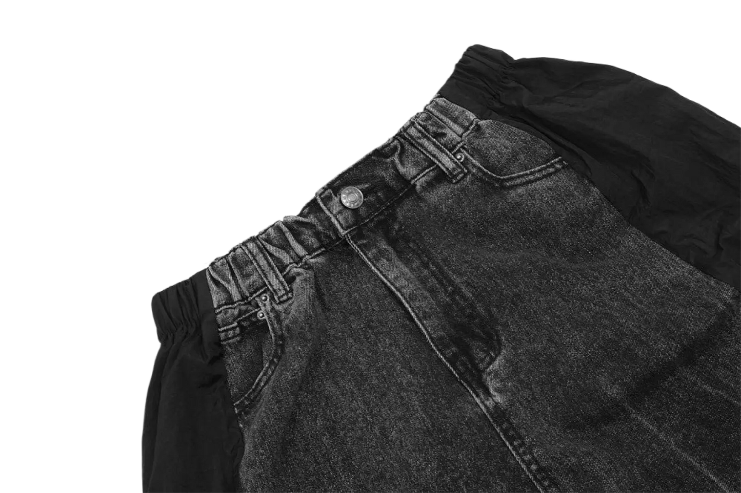 Men's Contrast Panel Elastic Waist Denim Joggers