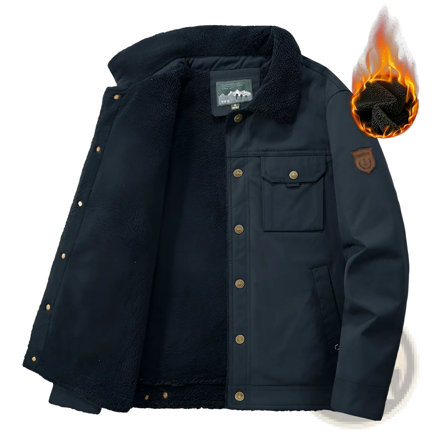 Men's Corduroy Fleece Lined Quilted Patch Jacket
